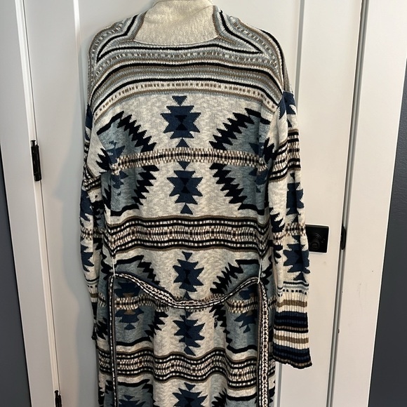 Faherty Southwestern Paloma Cardigan Sweater Duster Ombré Blue - Picture 8 of 15